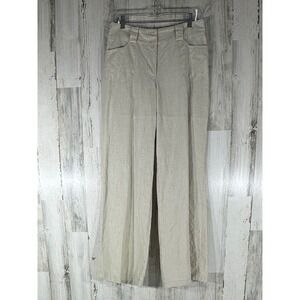 Crane Style Linen Blend Wide Leg Trouser Pants Size 40 (30x32) Beige Cream‎
